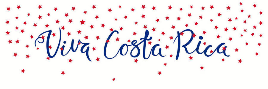 独立日庆祝横幅模板与书法西班牙文字报价VivaCostaRica和流星矢量插图。
