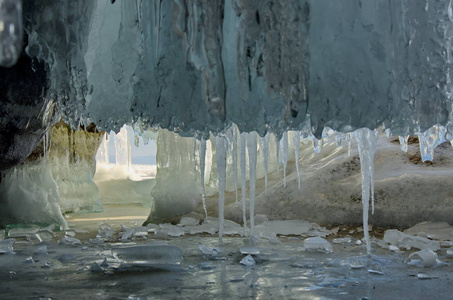俄罗斯。东西伯利亚。贝加尔湖奇妙的梦幻冰流。