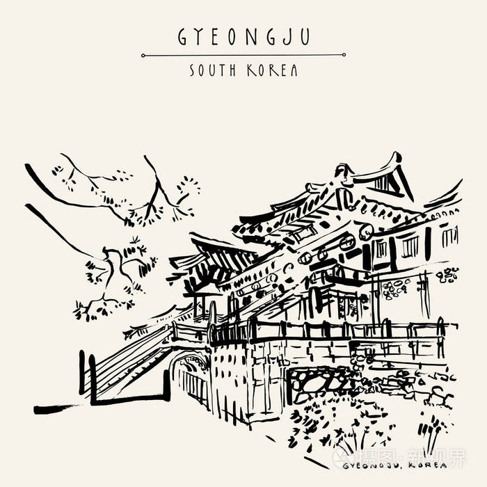 手绘.旅行素描.老式旅游明信片,海报或书籍插图矢量