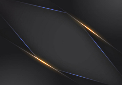 抽象金属橙色黑色框架布局现代技术设计模板背景橙色和蓝光霓虹灯背景。 现代未来主义背景矢量图形模板设计。