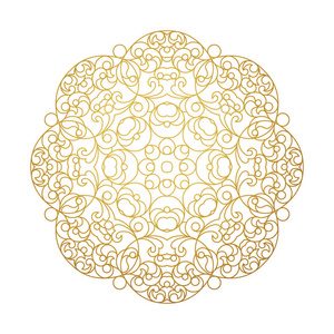 东方风格的广场元素. 金色轮廓花卉装饰. 奢华的图案.