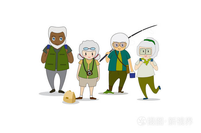 平面卡通和老年人活动理念. eps10