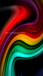 抽象波浪线流体彩虹风格彩色条纹在黑色背景上。 矢量艺术插图演示应用壁纸横幅或海报