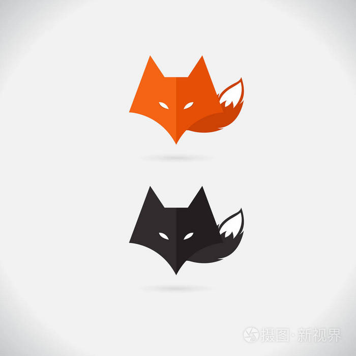 脸狐标志白色和黑色在白色背景上矢量插图标志符号摘要设计动物