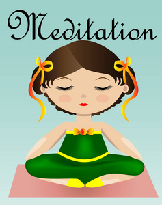 女性瑜伽。 一个穿绿色西装的女孩坐在莲花的姿势里。 一个女人练习瑜伽的例子。 冥想