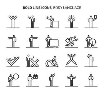 肢体语言粗体线图标. 插图是矢量可编辑笔画48x48像素完美文件.