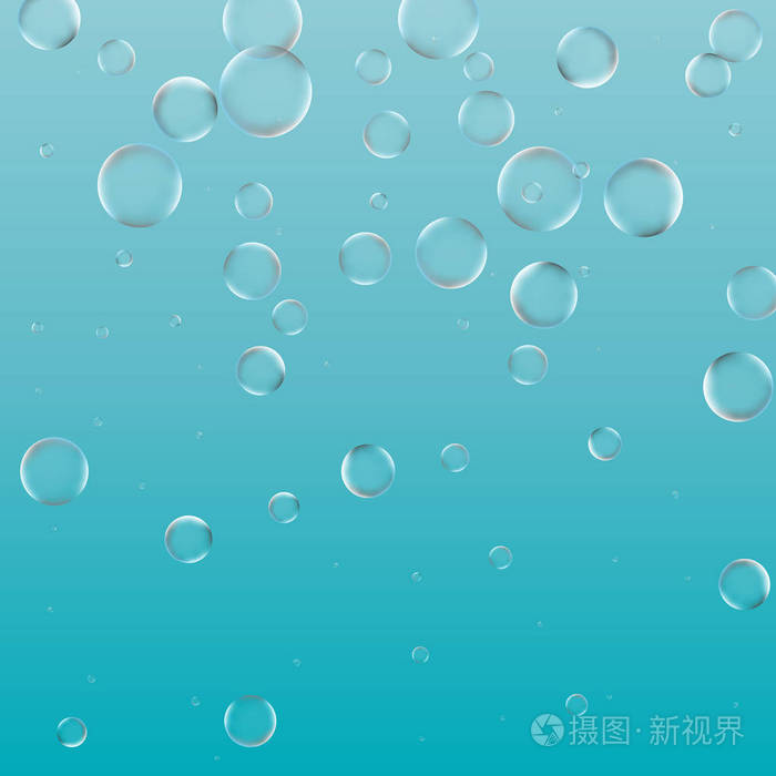 矢量纯气体或氧气泡在空气或水中飞行.