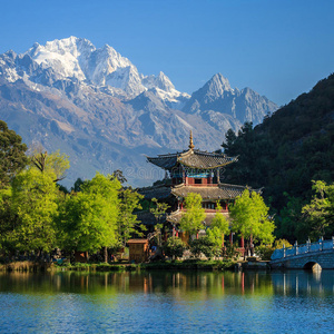 丽江古城景黑龙潭公园照片