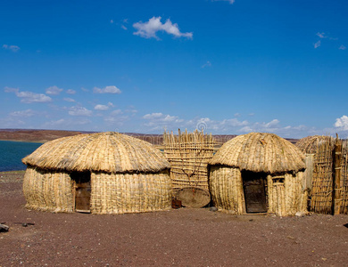 传统非洲小屋，肯尼亚