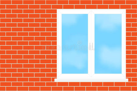 一堵砖墙的窗户。