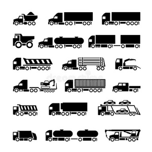 卡车拖车和车辆图标集