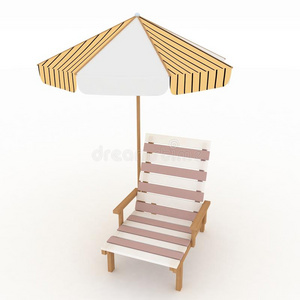 白底躺椅和阳伞