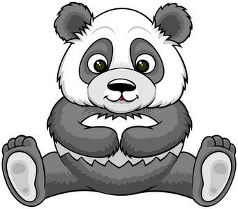 卡通坐着熊猫