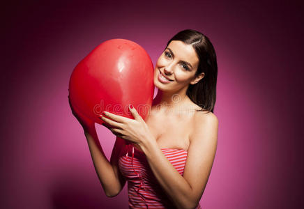 情人节气球美女图片