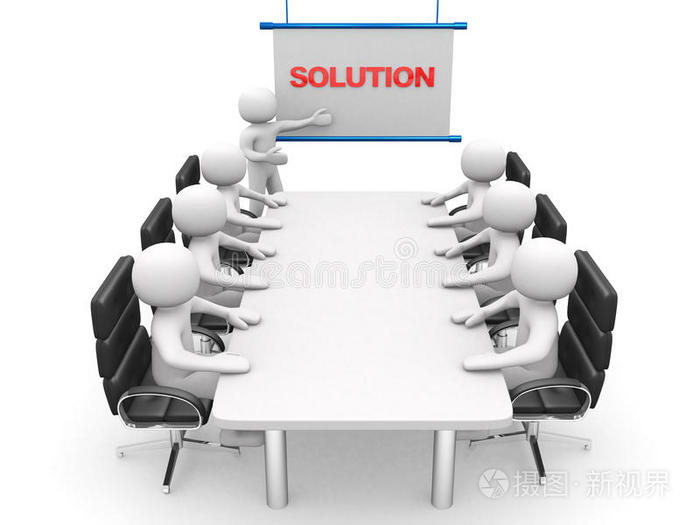 一个研讨会上的3d白人商务人士演示