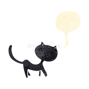复古卡通黑猫带语音泡泡