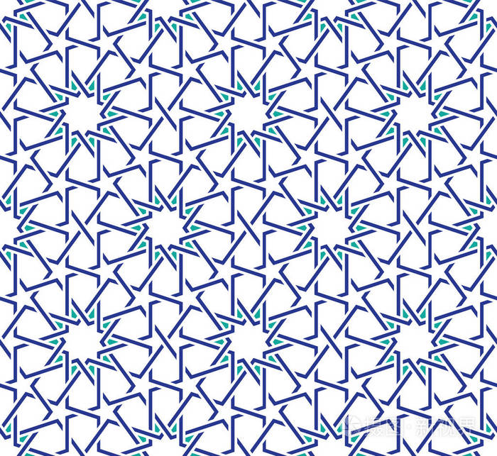 摩洛哥风格的几何瓷砖,六角形网格线,复杂的重复背景网络和打印