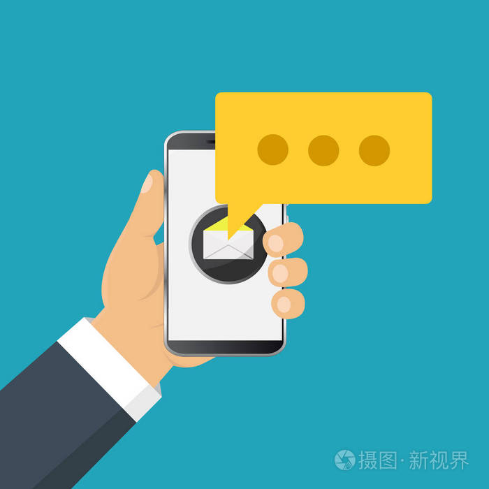 移动信使与智能手机聊天,发送信息. 等平面设计矢量图