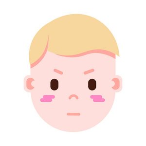 男主角 emoji 表情人物形象与面部情感, 头像人物, 男人尴尬面对不同的男性情绪的概念。平面设计