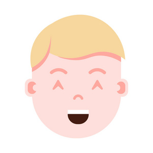 男主角 emoji 表情人物图标, 面部表情, 头像人物, 男人满意的面孔与不同的男性情感概念。平面设计