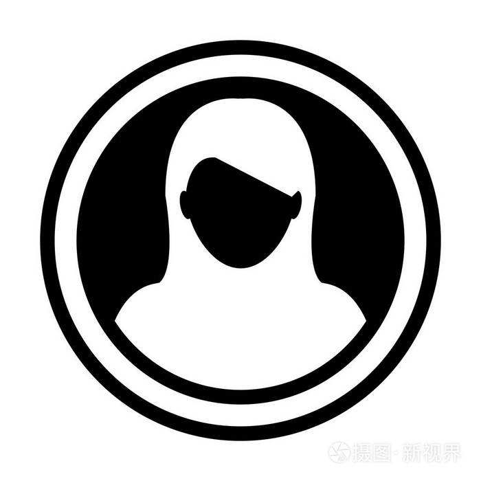 头像图标矢量女性人符号圆圈用户简介头像标志平色象形文字插图