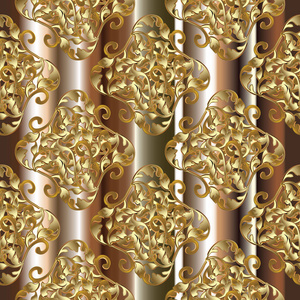 巴洛克式金色装饰无缝图案