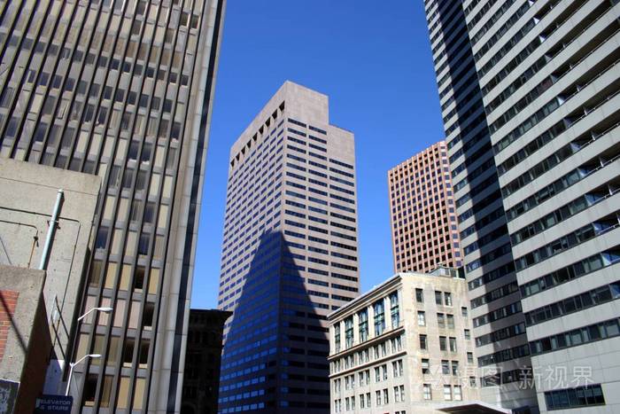 波士顿市中心的商业建筑和天际线