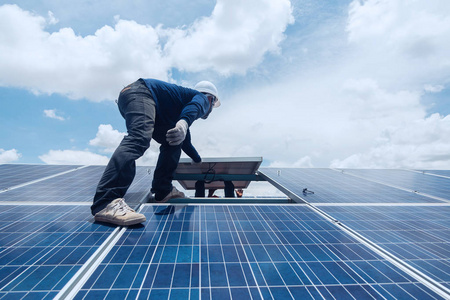 engineer and electrician team swapping and install solar panel 