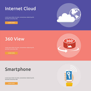 技术横幅设计一套伟大的横幅平面设计插图概念，为技术设计，现代网络等。 该集合可用于以下几个目的网站打印模板演示文稿