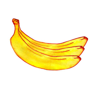 白色背景上分离的黄色香蕉