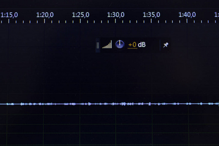 音频声波演播室编辑计算机程序屏幕显示声音在屏幕上的声音从声音录音的声音。