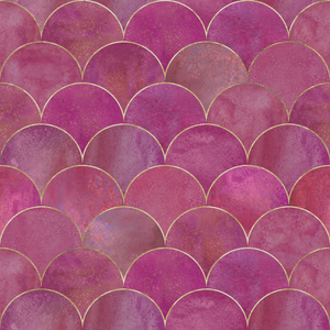 美人鱼鱼鳞波日本豪华无缝图案.