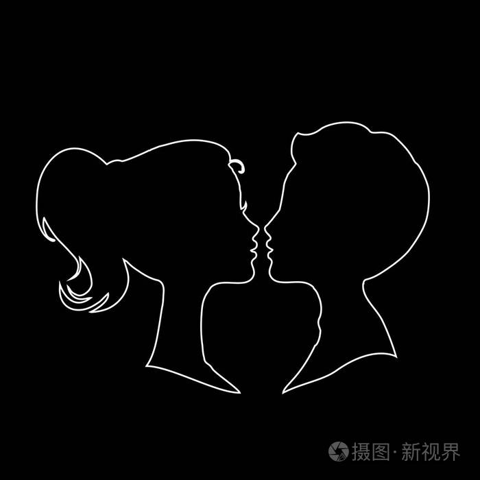 婚礼或情人节邀请卡的设计.复古风格年轻夫妇插画-正版商用