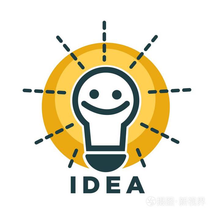 点子灯或灯泡带笑脸图标或logo模板.