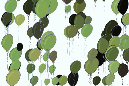飞行气球插图背景抽象手绘。 也可用于生日聚会或庆祝活动。 卡通风格矢量图形。