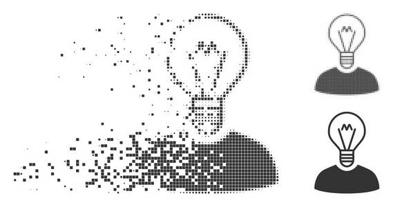 消失像素半色调灯泡发明者图标图片
