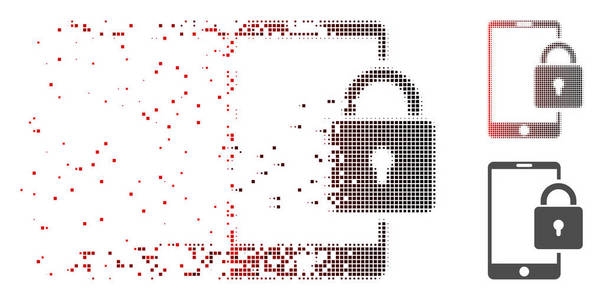 分散像素半色调锁智能手机图标