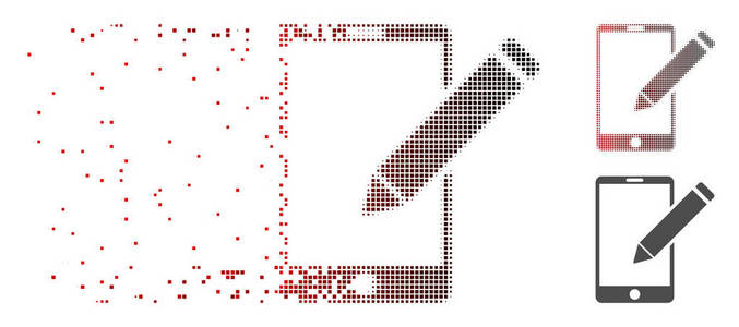 碎像素半色调智能手机编辑铅笔图标