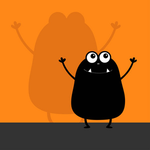 搞笑可爱卡通宝宝角色.万圣节快乐.平面设计.橙色背景.插画