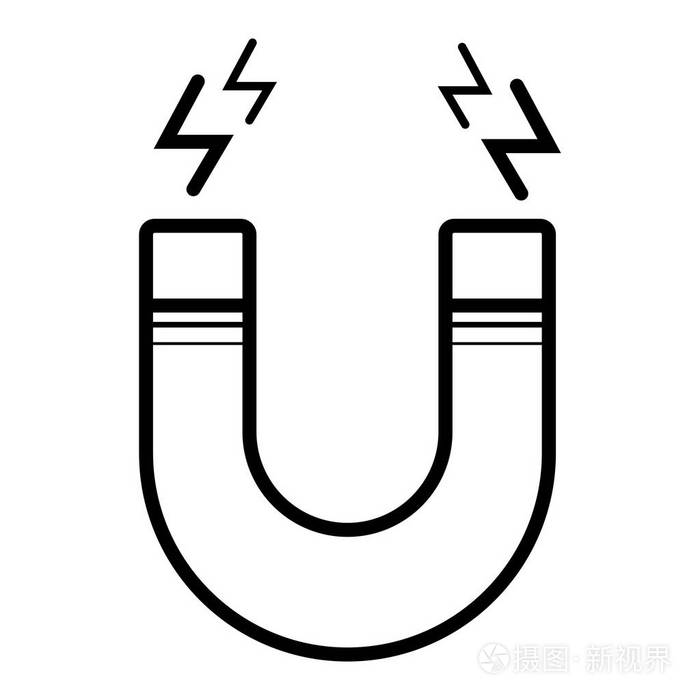 磁铁平面图标矢量插图