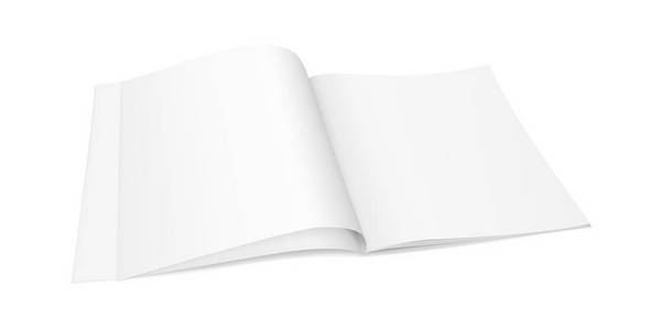 矢量逼真图像布局模拟的开放小册子杂志小册子透视。 图像是使用梯度网格创建的。 矢量EPS10。