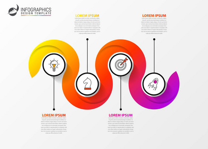 信息设计模板。 创意概念有4个步骤。 可用于工作流布局图横幅Web设计。 矢量插图