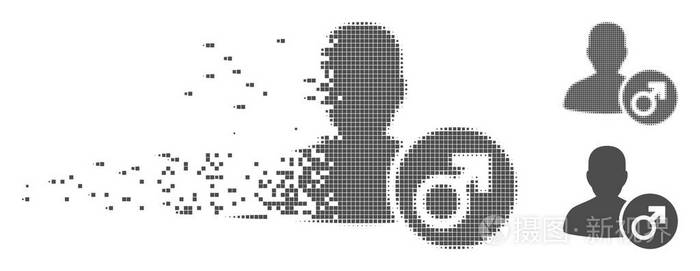 消散像素半色调男性图标