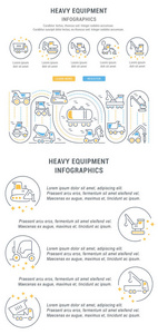 重型设备的线路插图。 网页横幅和印刷材料的概念。 带有网站横幅和登陆页面按钮的模板。