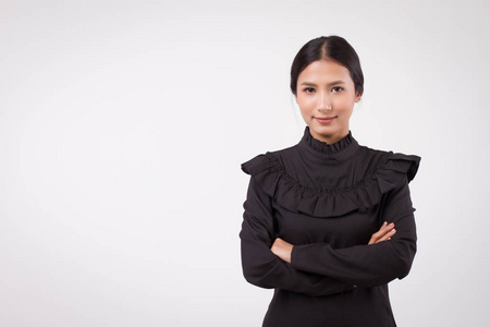  relaxed positive happy woman smiling studio isolated