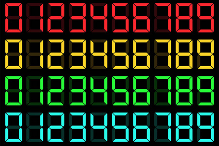 创造性矢量插图的计算器液晶数字隔离在背景上. 液晶电子屏幕.