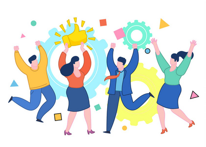 喜欢和积极反馈的概念. 有奖品的快乐女人竖起大拇指.