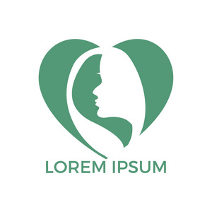 美女在心形矢量图标. 美容院,水疗,化妆品,时尚,美容行业的抽象概念.