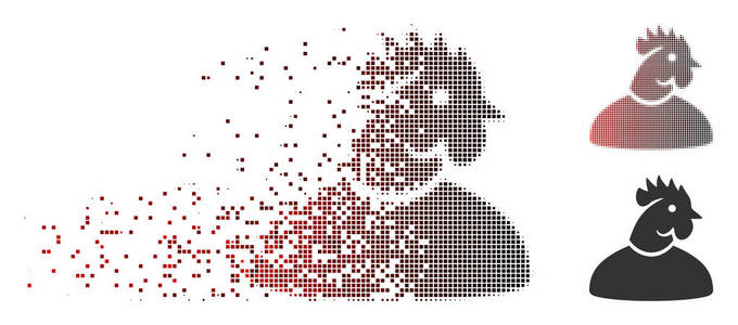 分解像素半色调公鸡人图标