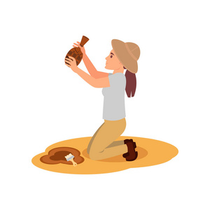 考古学挖掘.平面矢量设计照片